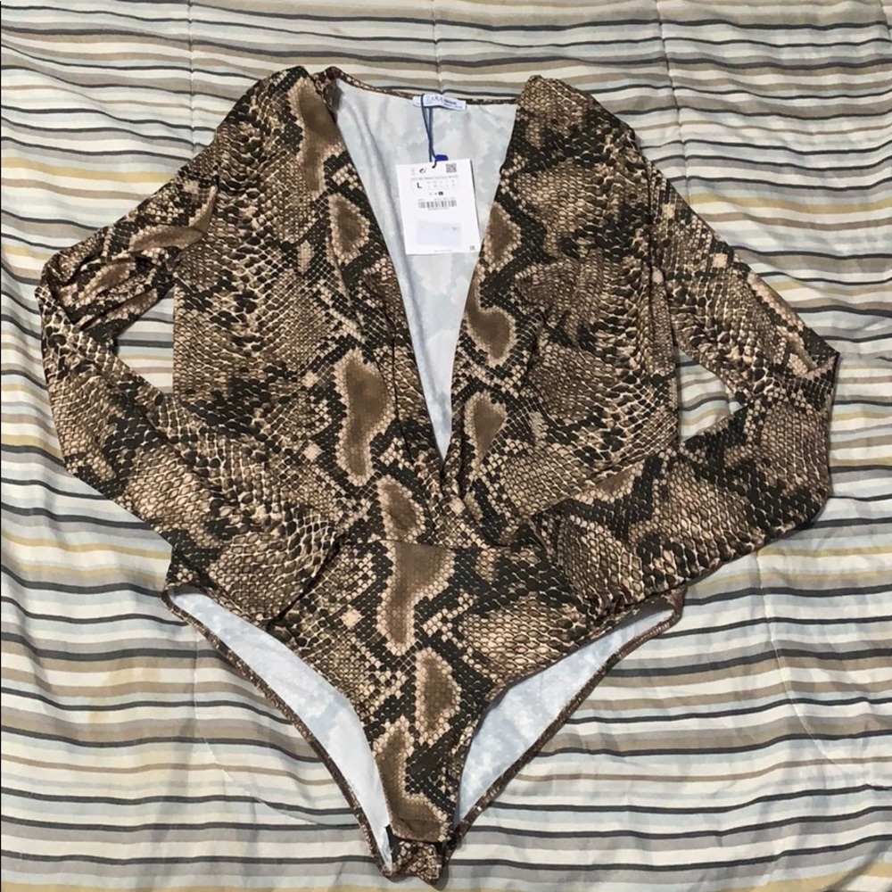 Zara Snake V-neck bodysuit